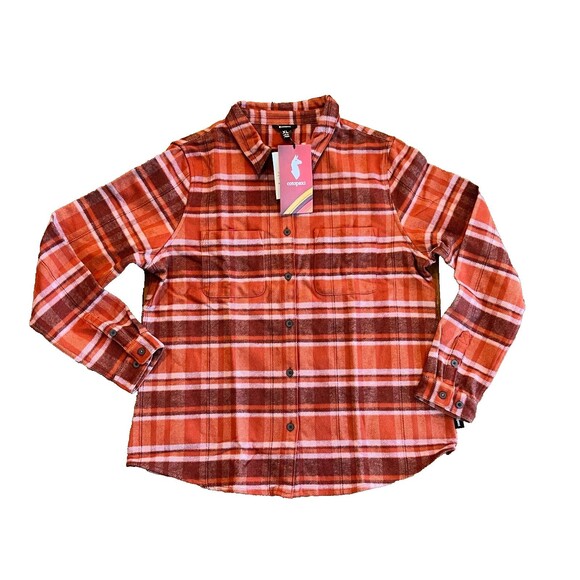 NWT COTOPAXI Women's XL Mero Flannel Shirt Spice Plaid 100% Cotton Button Up - Picture 1 of 8